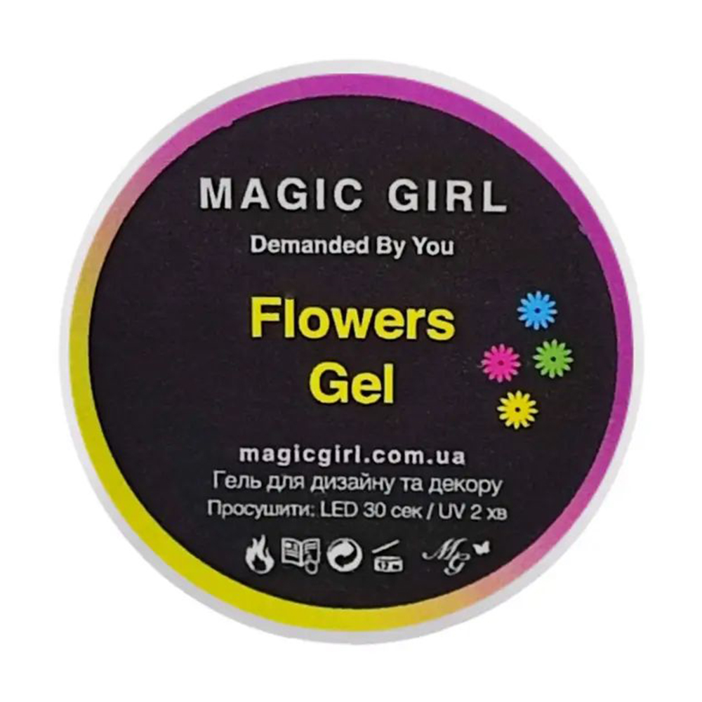 Гель Magic Girl Flowers Gel для дизайну та декору нігтів, із сухоцвітами, Pink, 5 мл